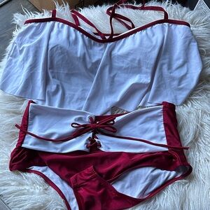 SHEIN Red and White Bikini Set